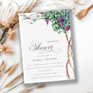 Elegant Watercolor Grapevine Couples Shower Invite