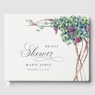 Elegant Watercolor Grapevine Foliage Bridal Shower Guest Book