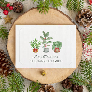Elegant Watercolor Green Botanicals Christmas Card