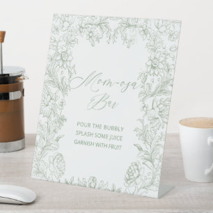 Elegant watercolor green floral chinoiserie baby s pedestal sign