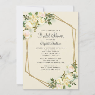 Elegant Watercolor Green Foilage Bridal Shower Invitation