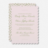 Elegant Watercolor Green Pink Dots Wedding 