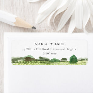 Elegant Watercolor Green Winery Vineyard Address