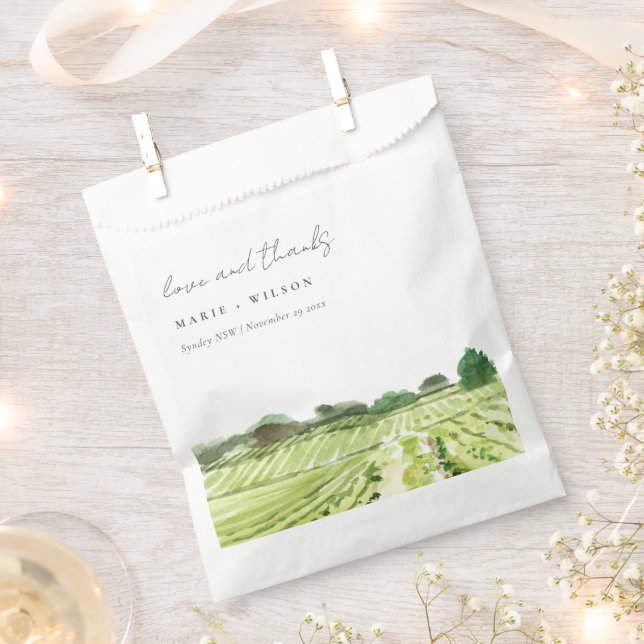 Elegant Watercolor Green Winery Vineyard Wedding Favour Bags (Clipped)