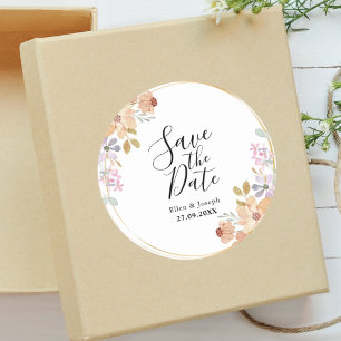 Elegant Watercolor Greenary Wedding Save The Date Classic Round Sticker