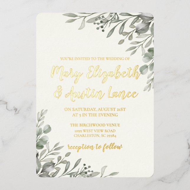 Elegant Watercolor Greenery  (Front)