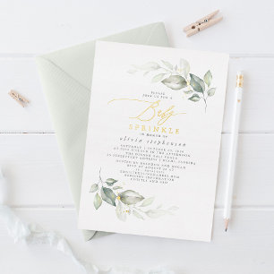 Elegant Watercolor Greenery and Gold Baby Sprinkle