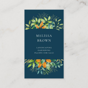 Elegant Watercolor Greenery Botanical Vertical Business Card