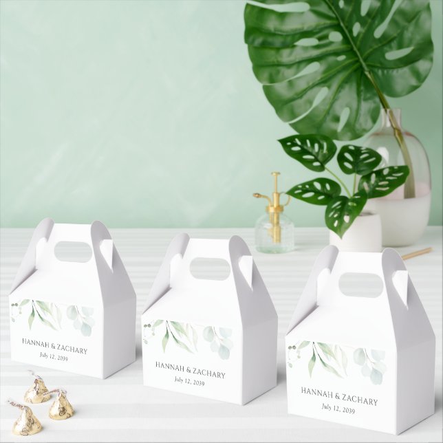 Elegant Watercolor Greenery Botanical Wedding Favour Box (Multiple)