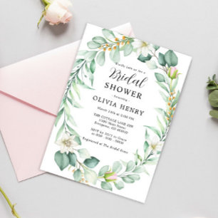 Elegant Watercolor Greenery Bridal Shower Invitation