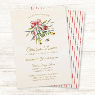 Elegant Watercolor Greenery Christmas Celebration Invitation