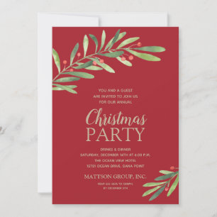 Elegant Watercolor Greenery Christmas Invitations