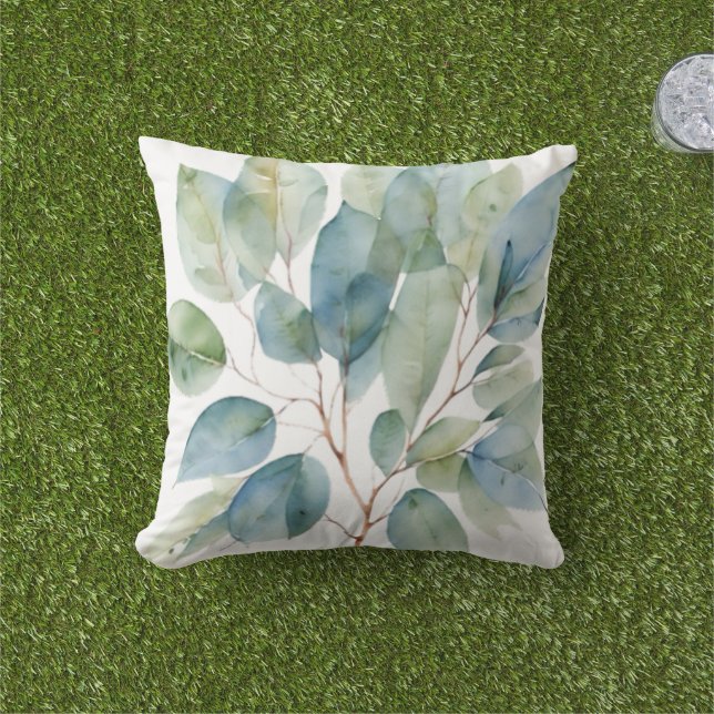 Elegant watercolor greenery  cushion (Grass)