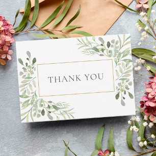 Elegant Watercolor Greenery Funeral Thank You Card