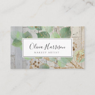 Elegant Watercolor Greenery Gold Leaf Business Ca Card