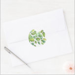 Elegant watercolor greenery green botanical classic round sticker<br><div class="desc">Watercolor eucalyptus greenery green foliage. Perfect for spring, summer, or fall events. Beautiful green foliage watercolor artwork for country, boho, garden, and floral theme occasions. To get started changing names and event details, click on "Personalise this template" and edit the wording in the template boxes. To access the more advanced...</div>
