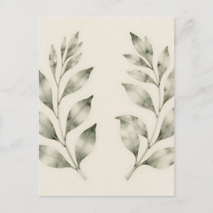 Elegant Watercolor Greenery Laurel Branches Postcard