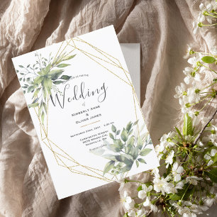 Elegant Watercolor Greenery Modern Wedding Invitation