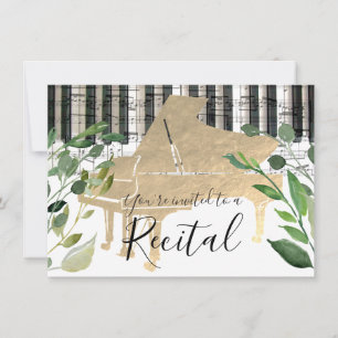 elegant watercolor greenery piano invitation