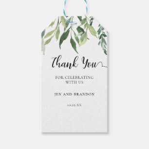 Elegant Watercolor Greenery Thank You Wedding Gift Tags