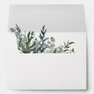 Elegant Watercolor Greenery Wedding Envelope