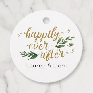 Elegant Watercolor Greenery Wedding Favour Tag