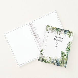 Elegant Watercolor Greenery Wedding Guest Book