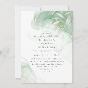 Elegant Watercolor  Greenery Wedding Invitation