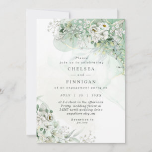 Elegant Watercolor  Greenery Wedding Invitation