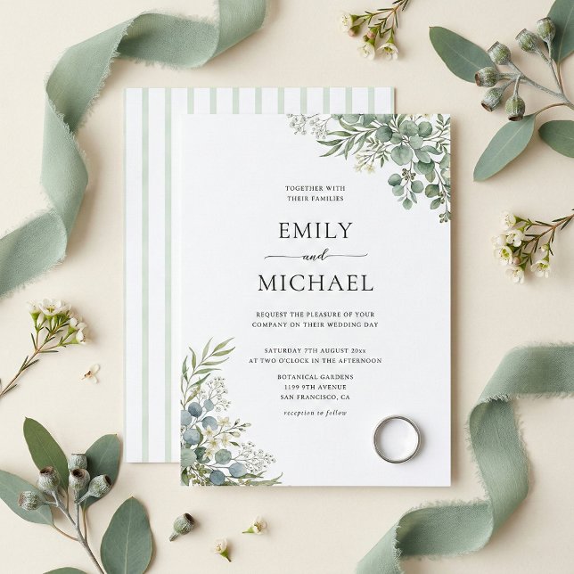 Elegant Watercolor Greenery Wedding Invitation (Creator Uploaded)