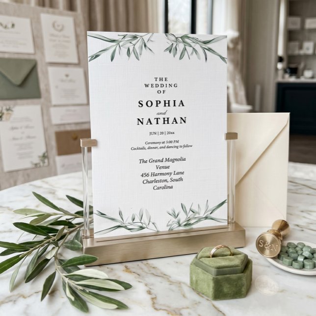 Elegant Watercolor Greenery Wedding Invitation (Creator Uploaded)