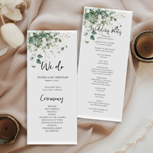 Elegant watercolor greenery wedding program programme