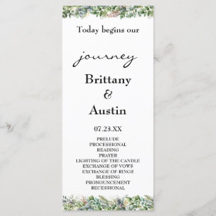 Elegant Watercolor Greenery Wedding Programme