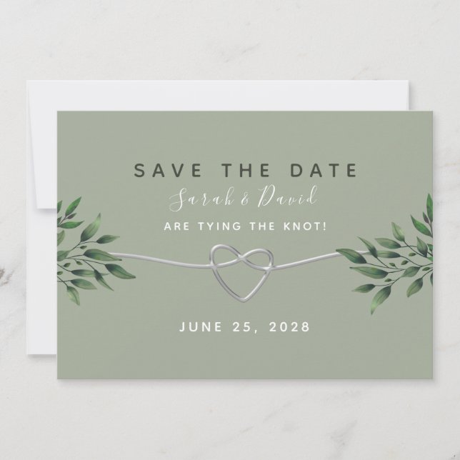 Elegant Watercolor Greenery Wedding Save The Date (Front)