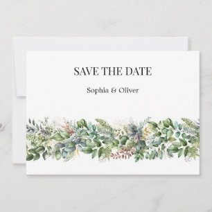 Elegant Watercolor Greenery Wedding Save the Date  Invitation