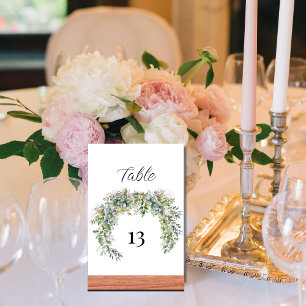 Elegant Watercolor Greenery Wedding Table Number