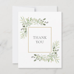 Elegant Watercolor Greenery Wedding Thank You Card
