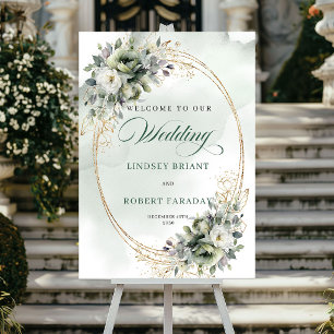 Elegant Watercolor Greenery Welcome Poster