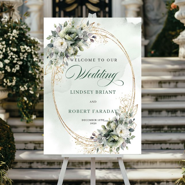 Elegant Watercolor Greenery Welcome Poster (Elegant Watercolor Greenery Welcome Poster)