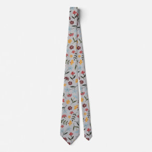 Elegant Watercolor Grey Floral Pattern Tie