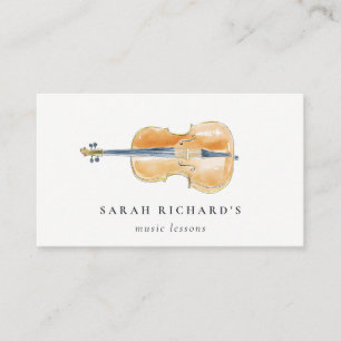 Elegant Watercolor Guitar Musician Music Teacher Business Card