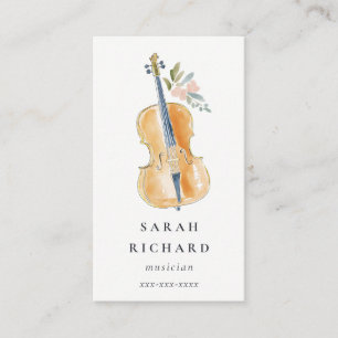 Elegant Watercolor Guitar Musician Music Teacher Business Card