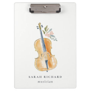 Elegant Watercolor Guitar Musician Music Teacher Clipboard