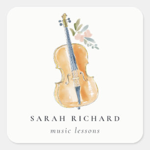 Elegant Watercolor Guitar Musician Music Teacher Square Sticker