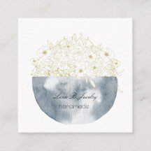 Elegant Watercolor Half Moon & Floral Square Card