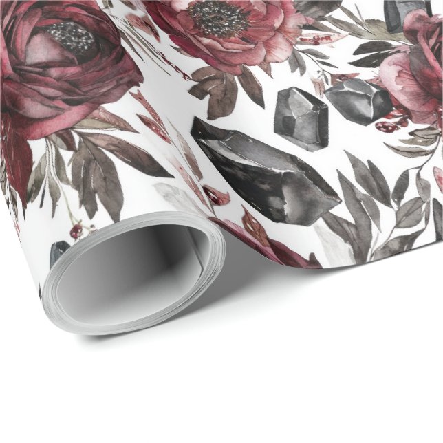 Elegant Watercolor Halloween Floral Wrapping Paper (Roll Corner)