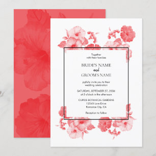 Elegant Watercolor Hibiscus Wedding Invitations