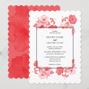 Elegant Watercolor Hibiscus Wedding Invitations