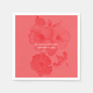 Elegant Watercolor Hibiscus Wedding Napkin