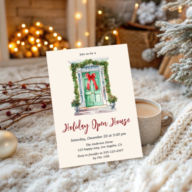 Elegant Watercolor Holiday Open House Christmas Invitation (Creator Uploaded)